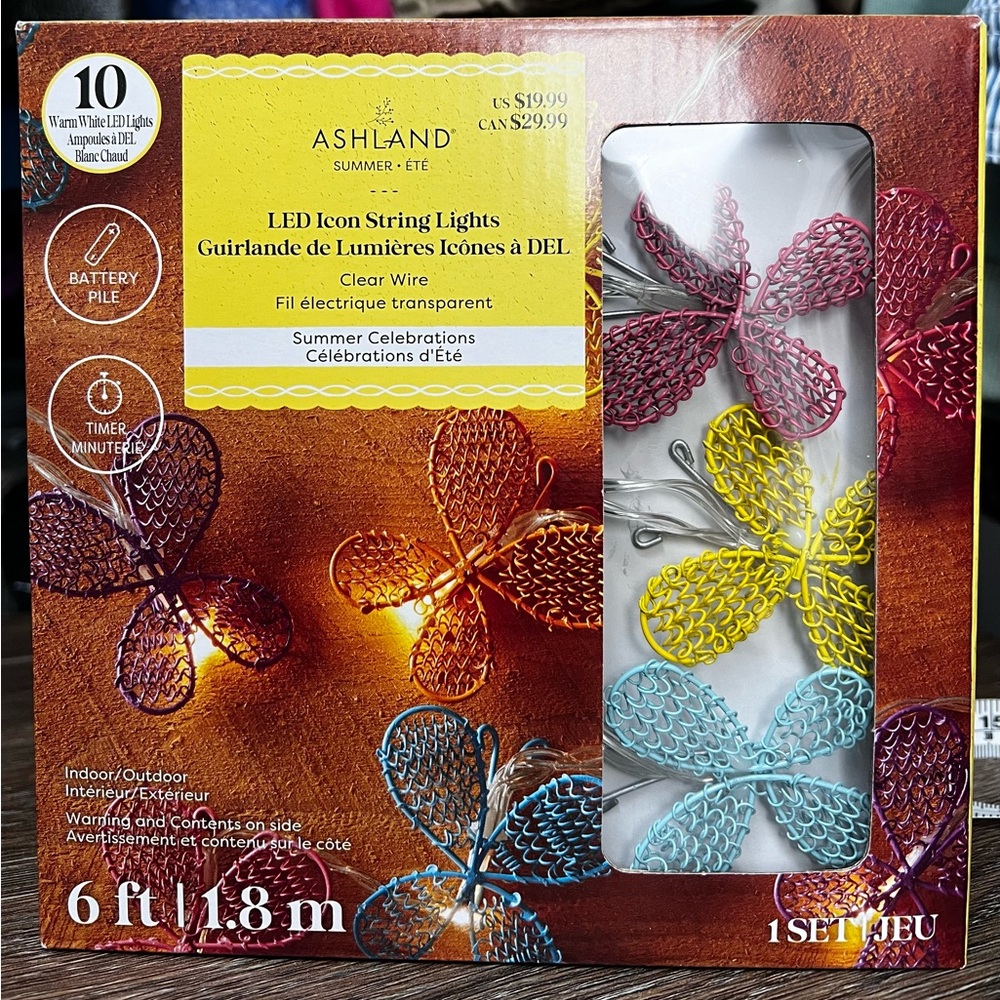 NIB Butterfly String Lights, 6 feet